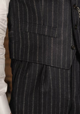 Broadway Cropped Waistcoat - Atlantic Chalk Stripe