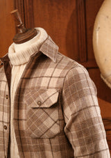 Brower Harris Tweed Overshirt - Cream Tartan