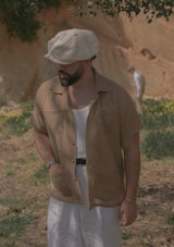 Crochet Short Sleeve Board Shirt - Mocha