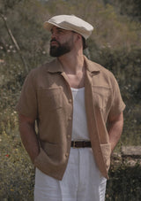 Crochet Short Sleeve Board Shirt - Mocha