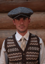 Lambert Button Down Lambswool Fair Isle - Hickory Brown