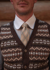 Lambert Button Down Lambswool Fair Isle - Hickory Brown