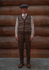 Lambert Button Down Lambswool Fair Isle - Hickory Brown