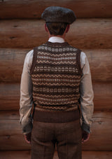 Lambert Button Down Lambswool Fair Isle - Hickory Brown
