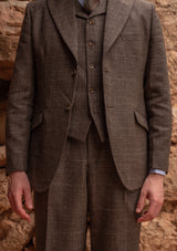 Brockman Waistcoat - Dark Brown Prince Of Wales Check