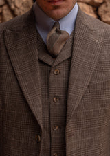 Brockman Waistcoat - Dark Brown Prince Of Wales Check