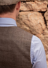 Brockman Waistcoat - Dark Brown Prince Of Wales Check