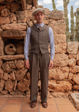 Brockman Waistcoat - Dark Brown Prince Of Wales Check