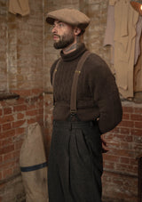 Clapperton Half Cable Knit Lambswool Sweater - Brown