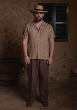 Crochet Short Sleeve Board Shirt - Mocha