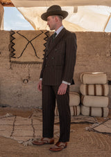 Munro Double Breasted Lightweight Jacket - Desert Sand Pinstripe