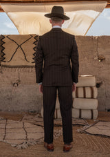 Munro Double Breasted Lightweight Jacket - Desert Sand Pinstripe