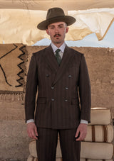 Munro Double Breasted Lightweight Jacket - Desert Sand Pinstripe