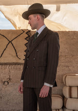 Munro Double Breasted Lightweight Jacket - Desert Sand Pinstripe