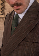 Munro Double Breasted Lightweight Jacket - Desert Sand Pinstripe