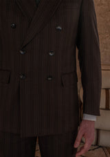 Munro Double Breasted Lightweight Jacket - Desert Sand Pinstripe