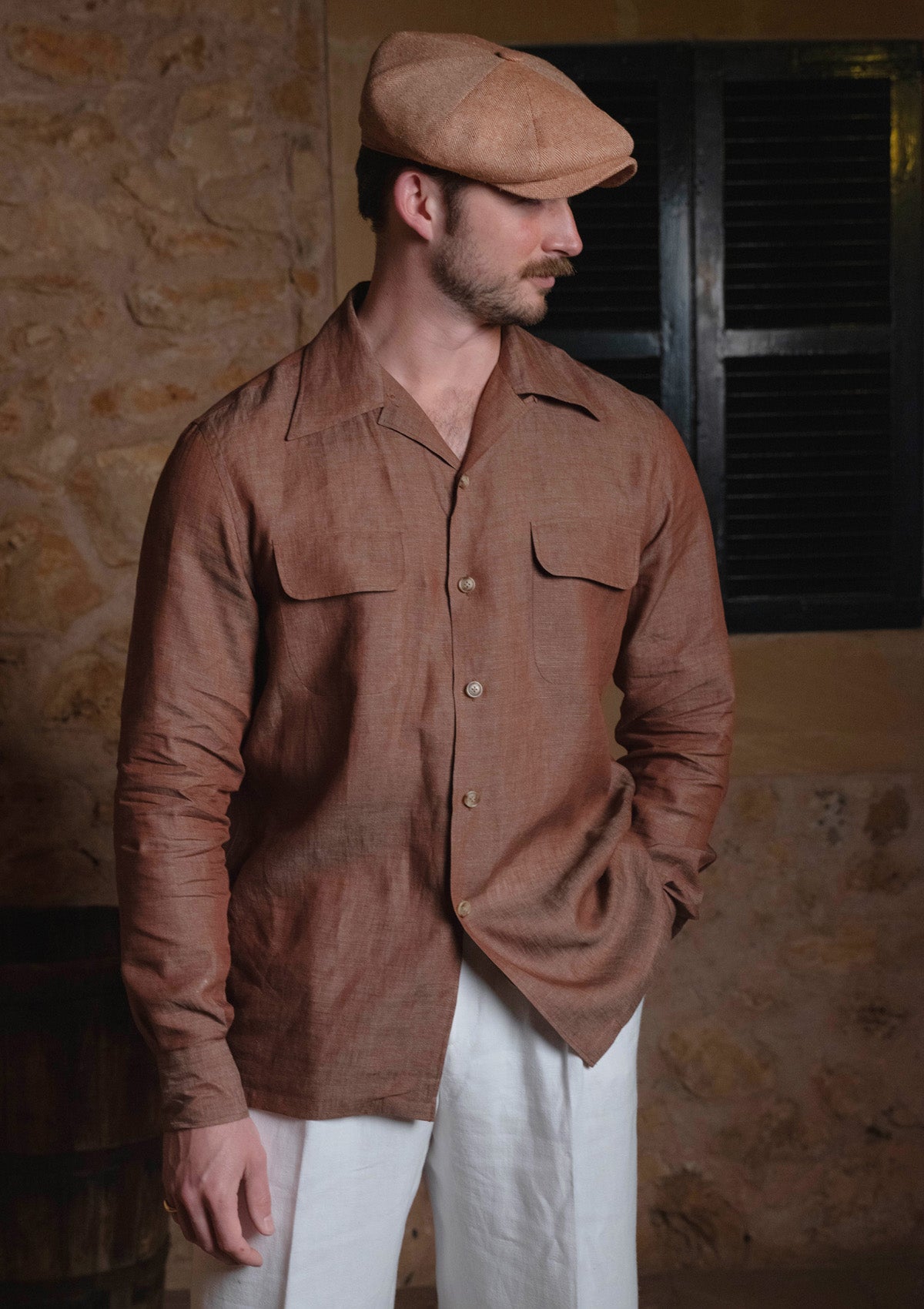 Long Sleeve Linen Board Shirt - Brown – Thomas Farthing London