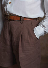 Gene Pure Linen Shorts - Cocoa