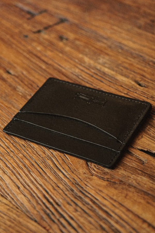Saddle Leather Card Holder Wallet - Black