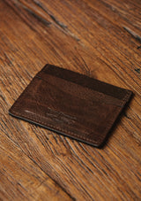 Saddle Leather Card Holder Wallet - Dark Brown