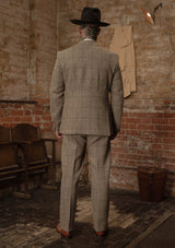 The Brockman 3 Piece Suit - Light Grey & Cinnamon Check