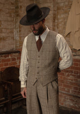 Brockman Harris Tweed Waistcoat - Light Grey & Cinnamon Check