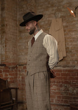 Brockman Harris Tweed Waistcoat - Light Grey & Cinnamon Check