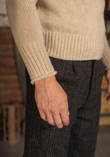 Clapperton Half Cable Knit Lambswool Sweater - Salted Canvas