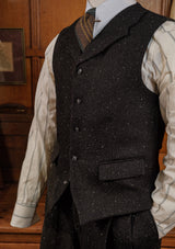 Coleman Harris Tweed Waistcoat - Black w/ White Fleck