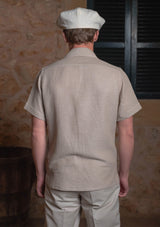 Crochet Short Sleeve Board Shirt - Biscuit