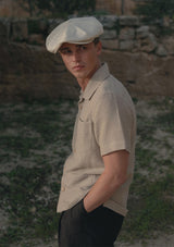 Crochet Short Sleeve Board Shirt - Biscuit