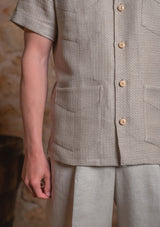 Crochet Short Sleeve Board Shirt - Biscuit