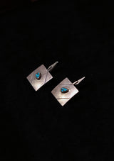 Native American Sterling Silver & Turquoise Square Cufflinks