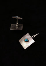 Native American Sterling Silver & Turquoise Square Cufflinks