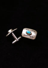 Native American Sterling Silver & Blue Turquoise Cufflinks