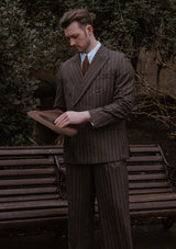 Munro Double Breasted Jacket - Dark Taupe with Vintage Grey Stripe