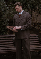 Munro Double Breasted Jacket - Dark Taupe with Vintage Grey Stripe