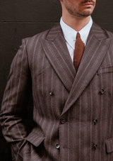 Munro Double Breasted Jacket - Dark Taupe with Vintage Grey Stripe