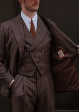 Munro Clark Trouser - Dark Taupe with Vintage Grey Stripe