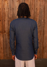 Lightweight Half Button Long Sleeve Shirt - Denim