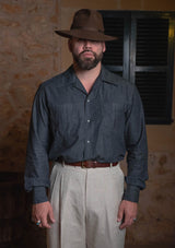 Lightweight Charcoal Denim Western Shirt w/ Mother of Pearl Buttons
