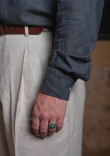 Lightweight Charcoal Denim Western Shirt w/ Mother of Pearl Buttons