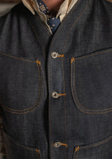 Rawlins Selvedge Denim Waistcoat - Indigo Blue