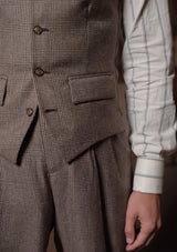Emile Merino Wool Single Breasted Waistcoat - Dark Brown Prince of Wales