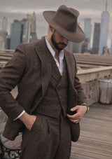 Emile Merino Wool Jacket - Brown Micro Houndstooth