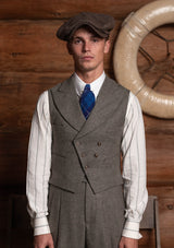 Emile Wool Flannel Double Breasted Waistcoat - Arctic Stone