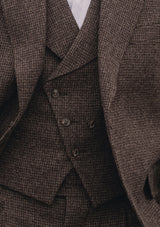 Emile Merino Wool Double Breasted Waistcoat - Brown Micro Houndstooth