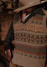 Hornton V-Neck Lambswool Fair Isle - Amber Pines