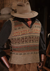 Hornton V-Neck Lambswool Fair Isle - Amber Pines
