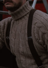 Anderson Cable Knit Super-soft Lambswool Sweater - Biscuit